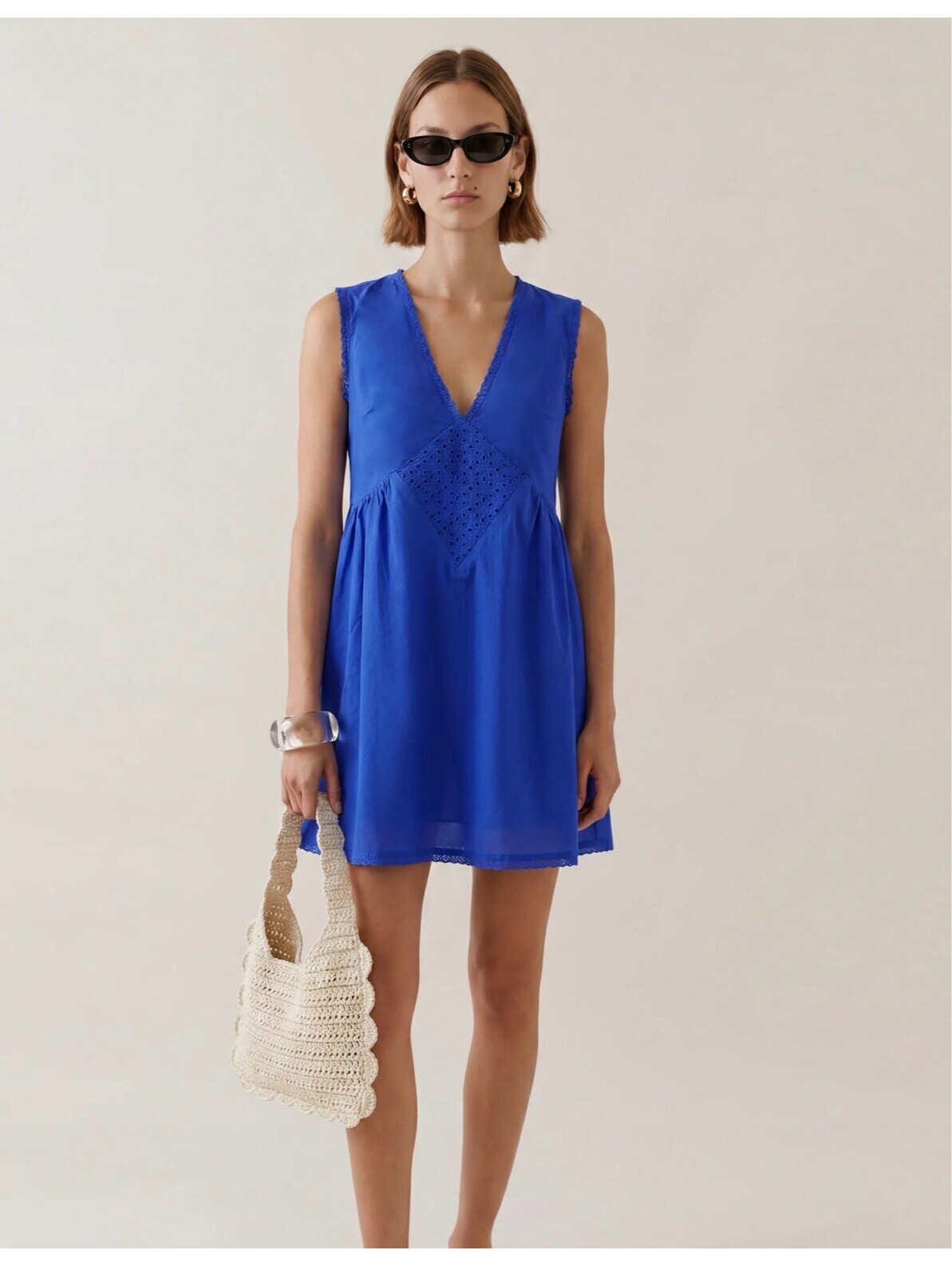 Kourt By Few Moda Tatiana Cotton Relaxed Mini Dress Size Large Cobalt